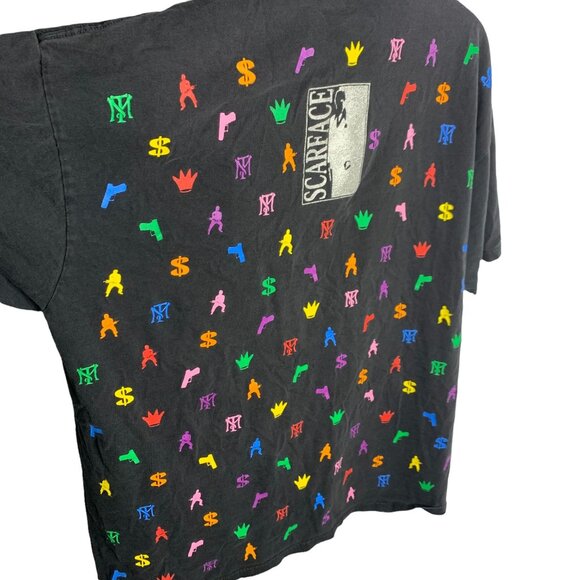 Vintage Mens Rare Scarface Movie Hustler AOP Crewneck Short Sleeve Shirt Sz 2XL - Picture 8 of 11